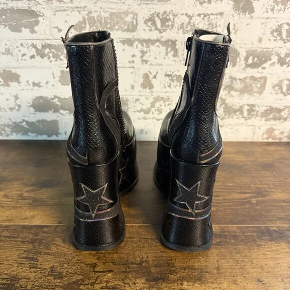 NEW - Dolls Kill - Club Exx - So It Goes Star Platform Shoes - Black - 7m - Picture 5 of 6